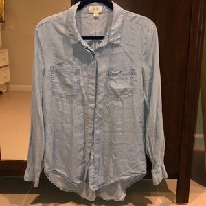Per Se Chambray Long Sleeve Button Down - L
